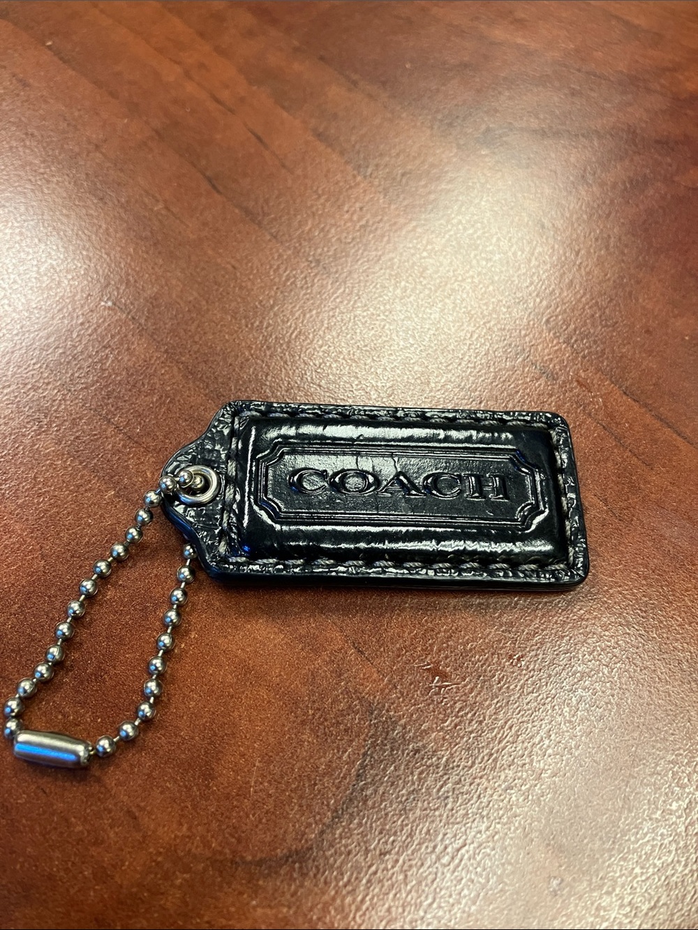 Coach 2” Black Patent Leather Hang Tag